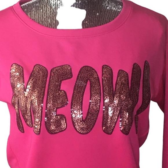Juicy Couture sweatshirt Scuba Hot Pink Sequins Crewneck XS - Picture 3 of 7